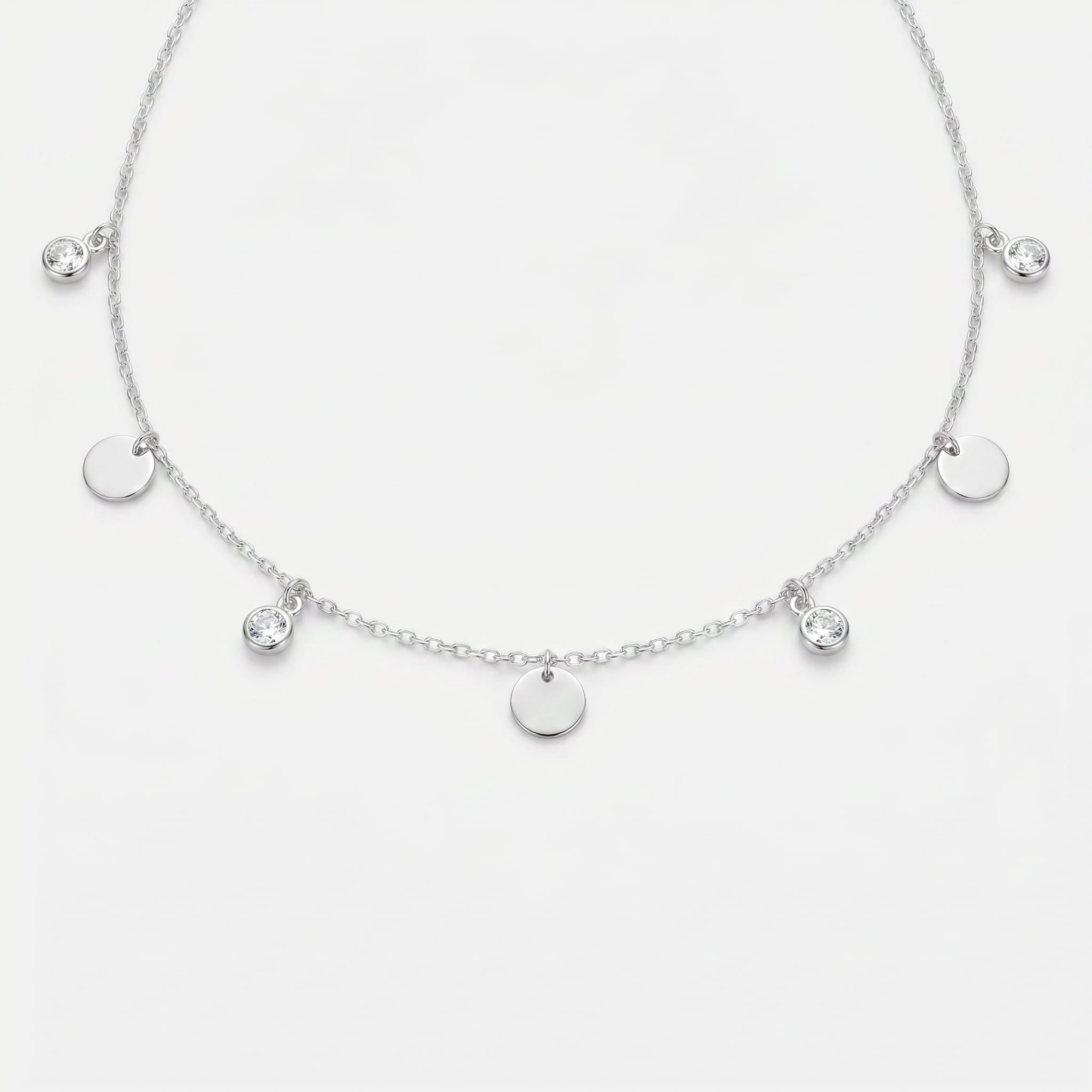 CHOKER CHAPA REDONDA E PEDRAS INTERCALADAS