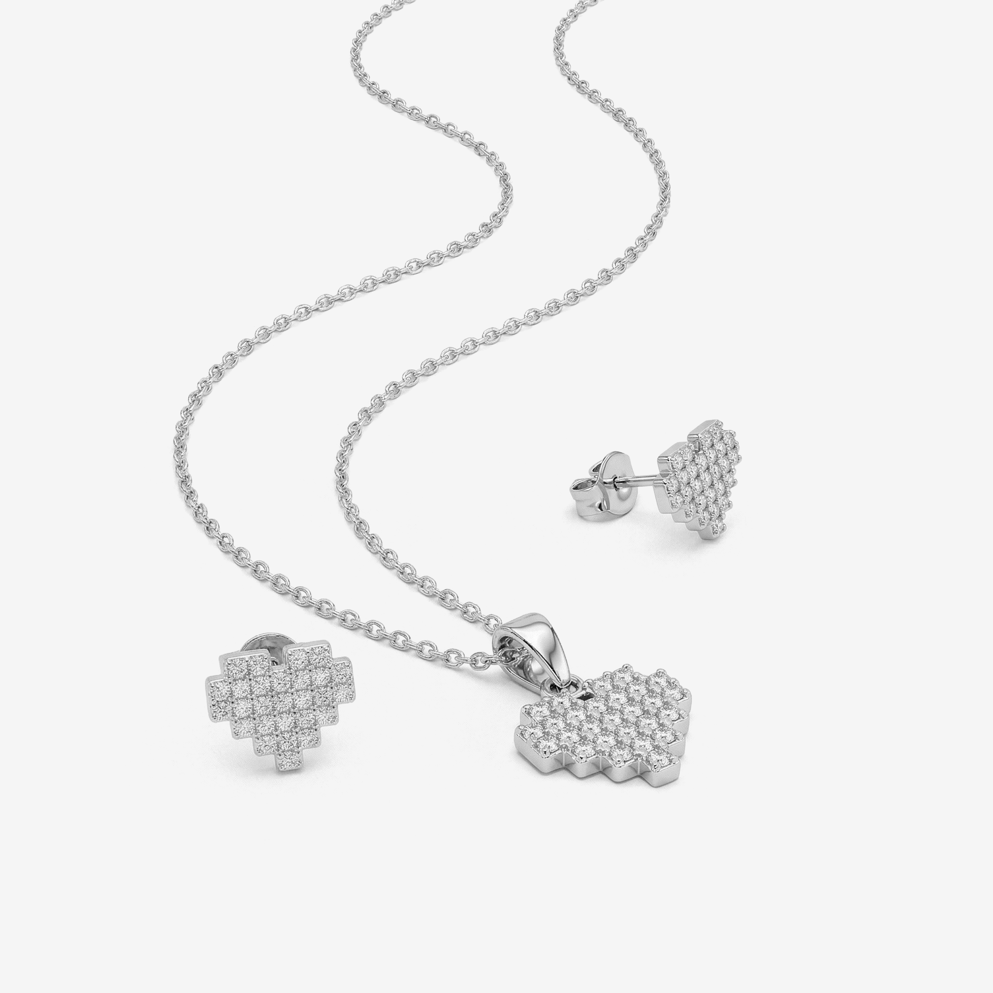 CONJUNTO CORAÇÃO CRAVEJADO (S/ CORRENTE)