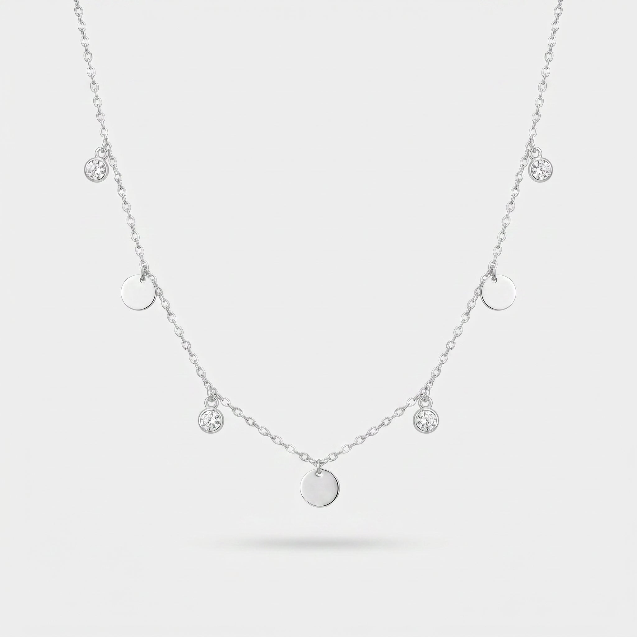 CHOKER CHAPA REDONDA E PEDRAS INTERCALADAS