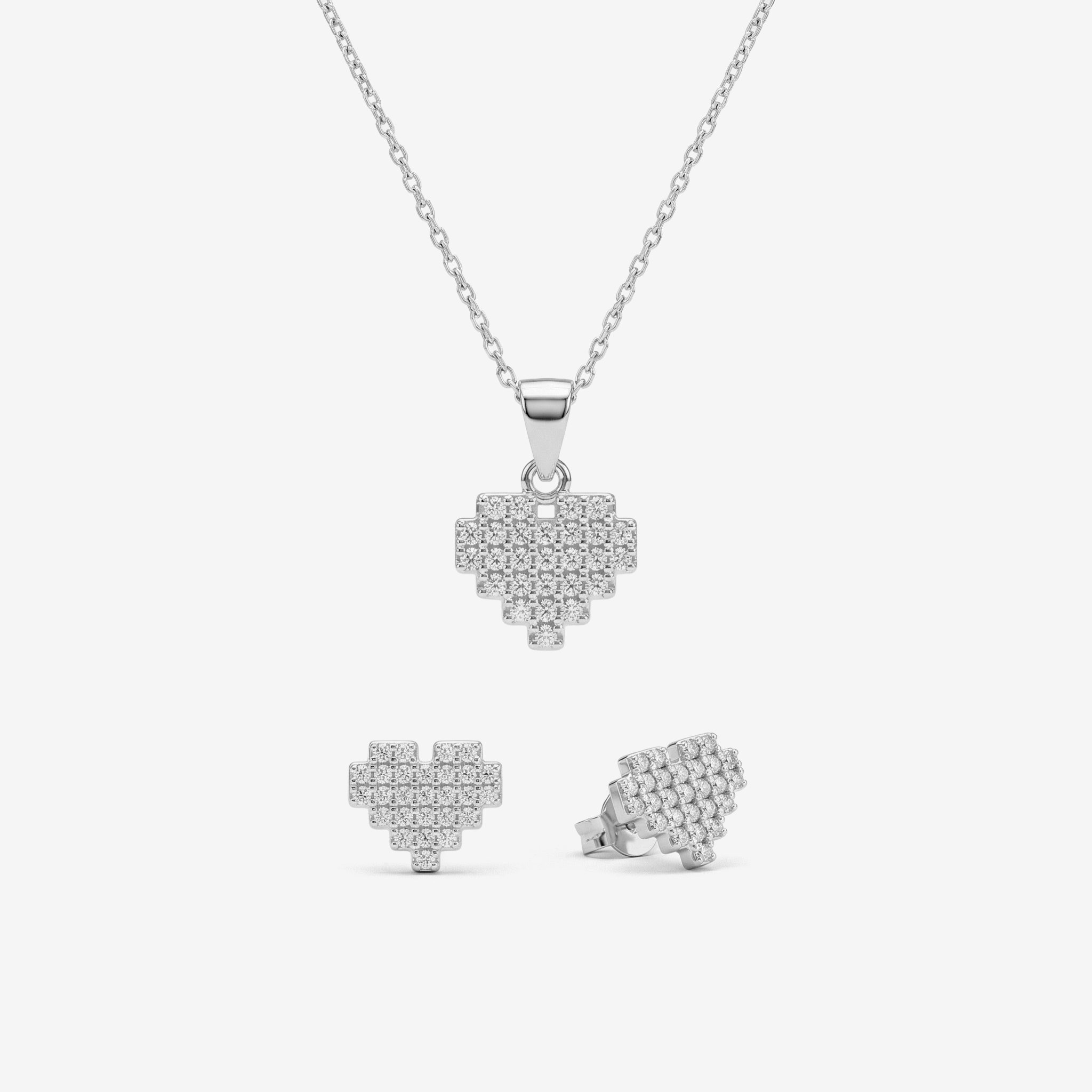 CONJUNTO CORAÇÃO CRAVEJADO (S/ CORRENTE)