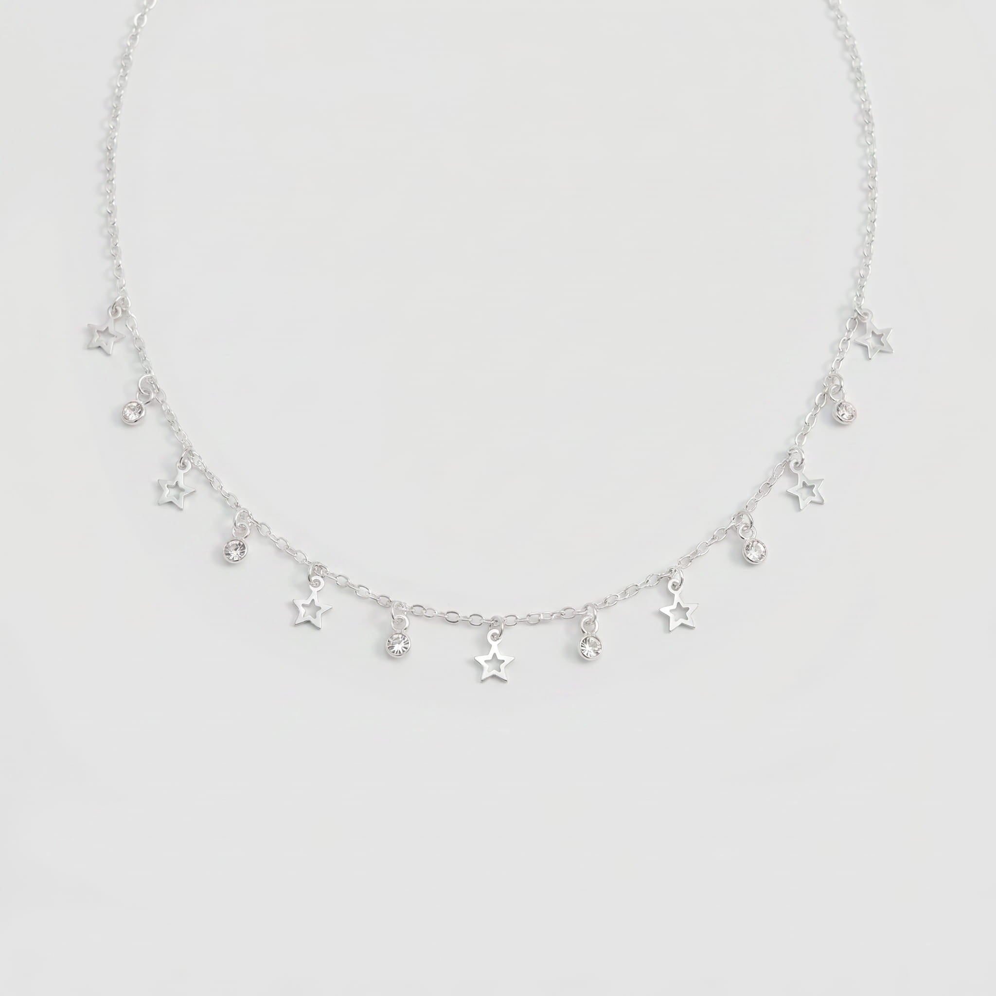 CHOKER ESTRELAS CHAPADAS E PEDRAS
