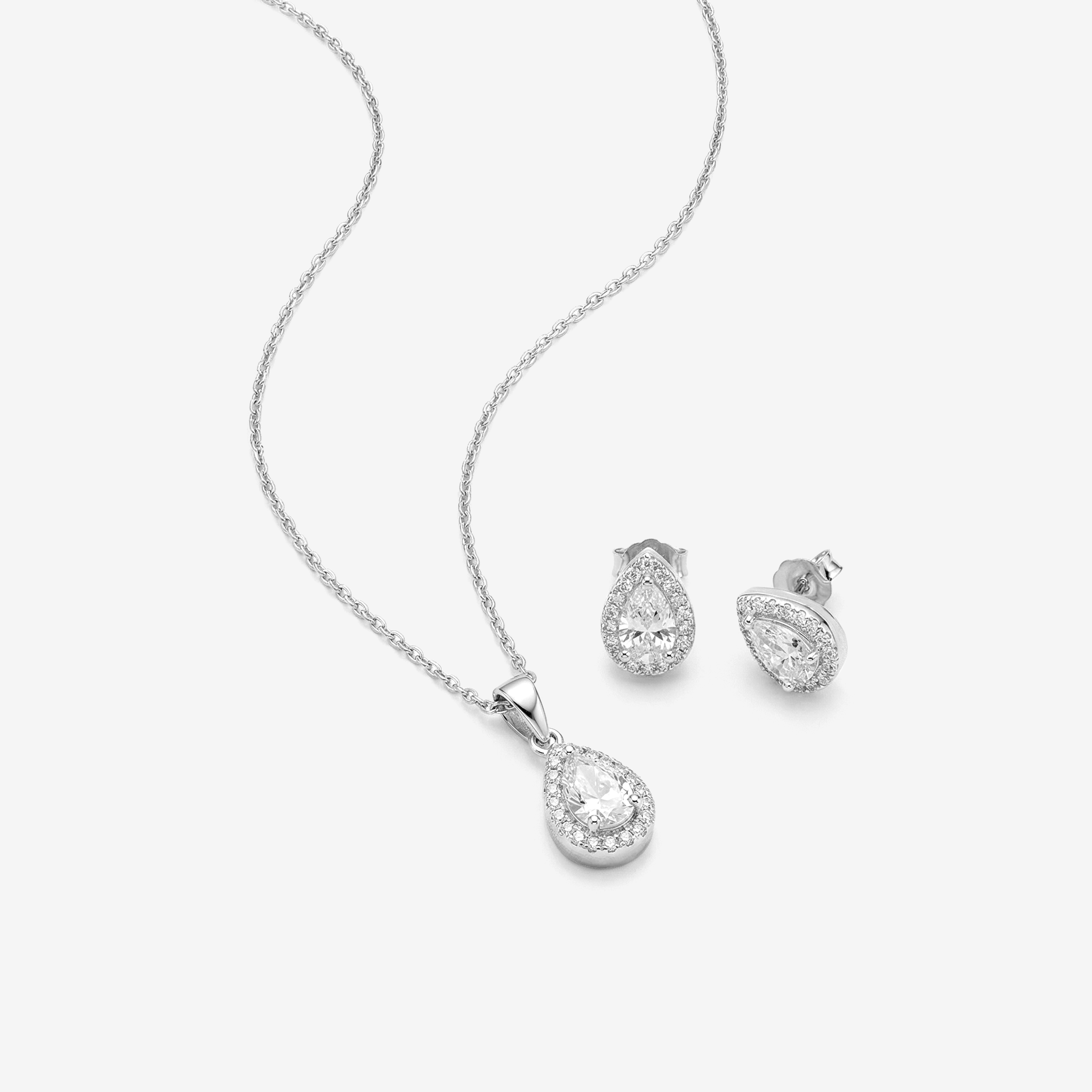 CONJUNTO GOTA CRAVEJADA COM ZIRCONIA (S/ CORRENTE)
